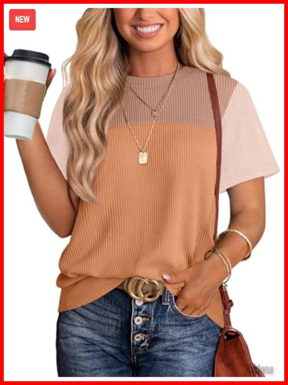 Womens Color Block Short Sleeve Knitted Top Casual Summer Blouse Crew Neck